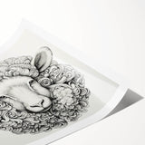 Rolled print showcasing a vibrant goat design from the Animals A Wild Life collection, featuring intricate details and rich colors, perfect for enhancing home decor.
