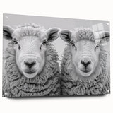 Wall art collection showcasing a side view of a goat design on acrylic glass, featuring vibrant colors and intricate details, mounted with pins for display.