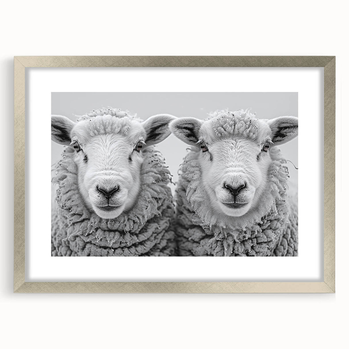 Framed wall art collection featuring a stylized goat design in silver, highlighting intricate details and textures, perfect for animal-themed decor in modern interiors.