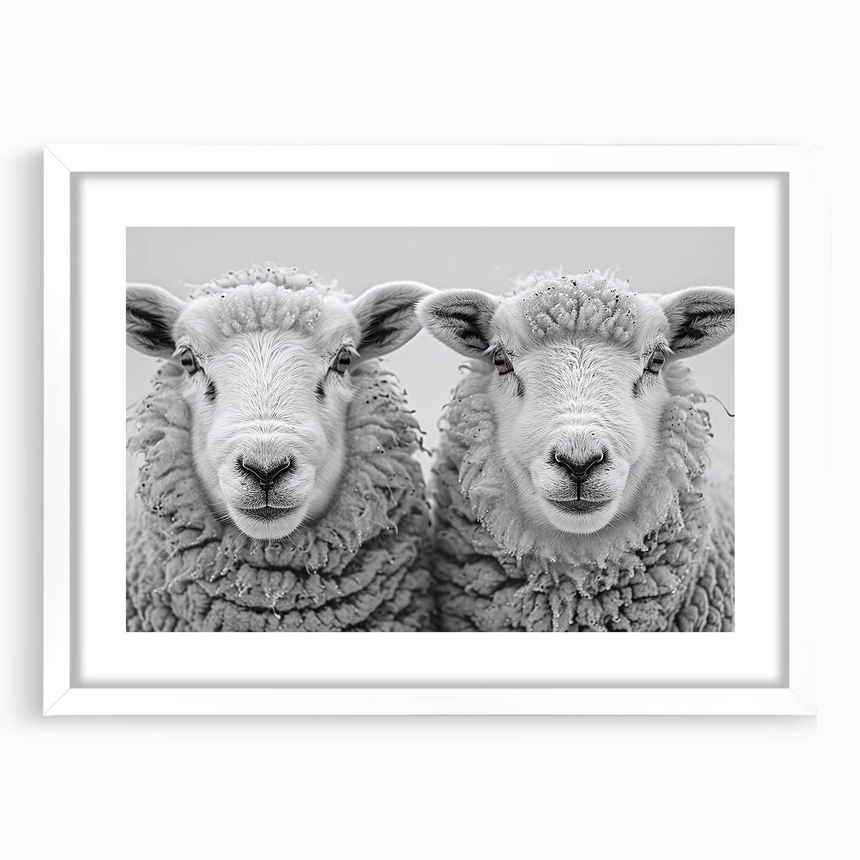 Goat-themed wall art collection framed in white with a mat, showcasing detailed illustrations of wildlife, perfect for home decor enthusiasts and animal lovers.