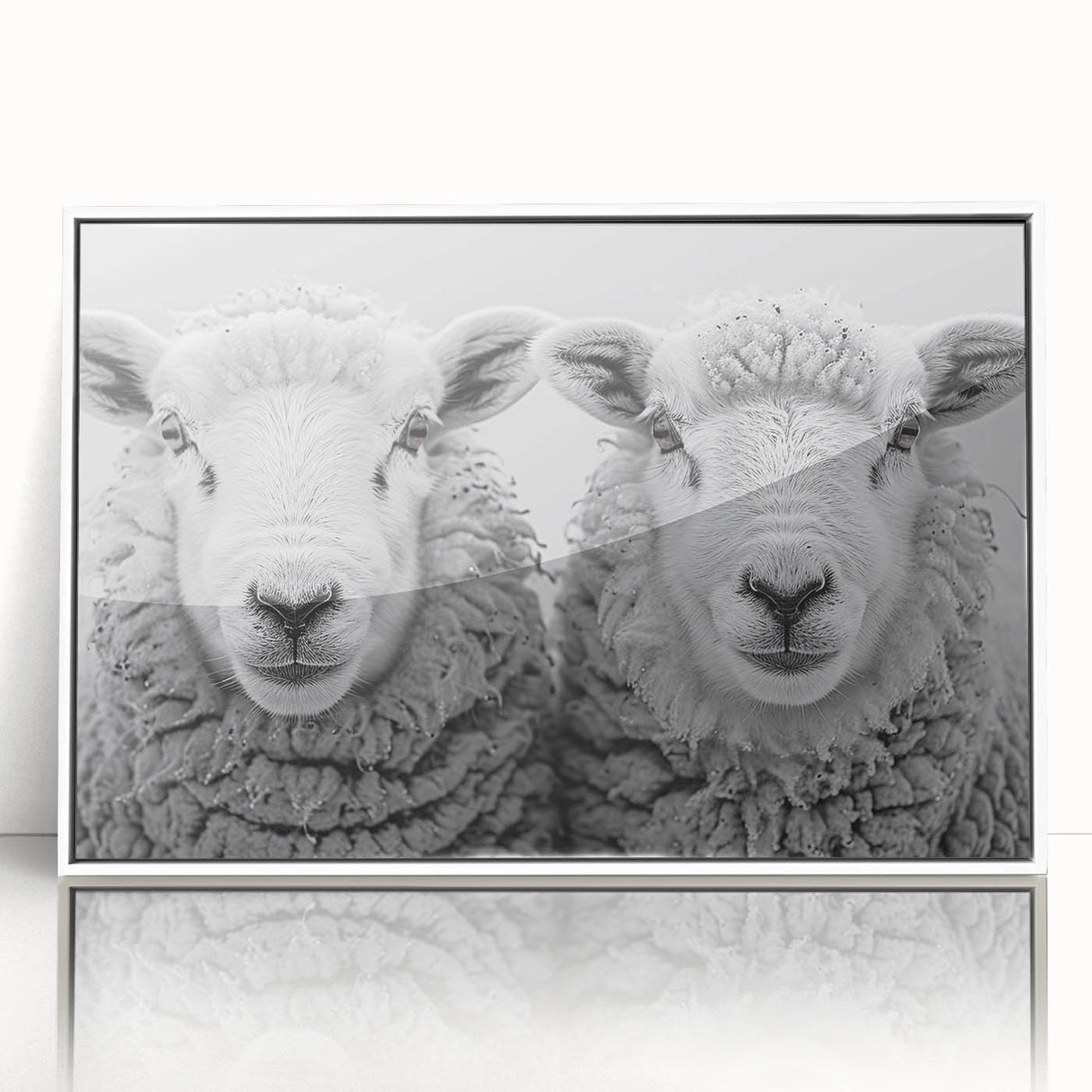 Framed wall art featuring a stylized goat design from the "Animals a Wild Life" collection, showcased in a sleek white frame against a neutral background, ideal for animal lovers and modern decor enthusiasts.