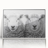 Framed wall art featuring a stylized goat design from the "Animals a Wild Life" collection, showcased in a sleek white frame against a neutral background, ideal for animal lovers and modern decor enthusiasts.