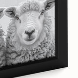 Close-up of a framed canvas wall art piece featuring a detailed goat design, showcasing intricate textures and natural colors, ideal for animal lovers and rustic decor.