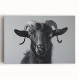 Stretched canvas wall art featuring a colorful goat design from the "Animals A Wild Life" collection, showcasing intricate details and vibrant hues in a contemporary style, perfect for animal lovers.