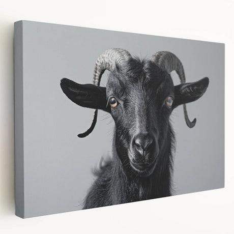 Stretched canvas wall art featuring a vibrant goat design from the 'Animals A Wild Life' collection, showcasing intricate details and bright colors, perfect for animal lovers.