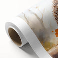Rolled canvas artwork depicting a whimsical hedgehog design, showcasing vibrant colors and intricate details, ideal for animal-themed decor and children's rooms.