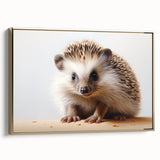 Framed wall art featuring a side view of a whimsical hedgehog design in gold tones, showcasing intricate details and textures suitable for modern decor.
