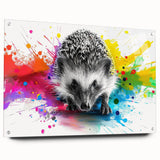 Side view of a hedgehog wall art piece made of acrylic glass, showcasing intricate details and vibrant colors, ideal for animal lovers and home decor enthusiasts.