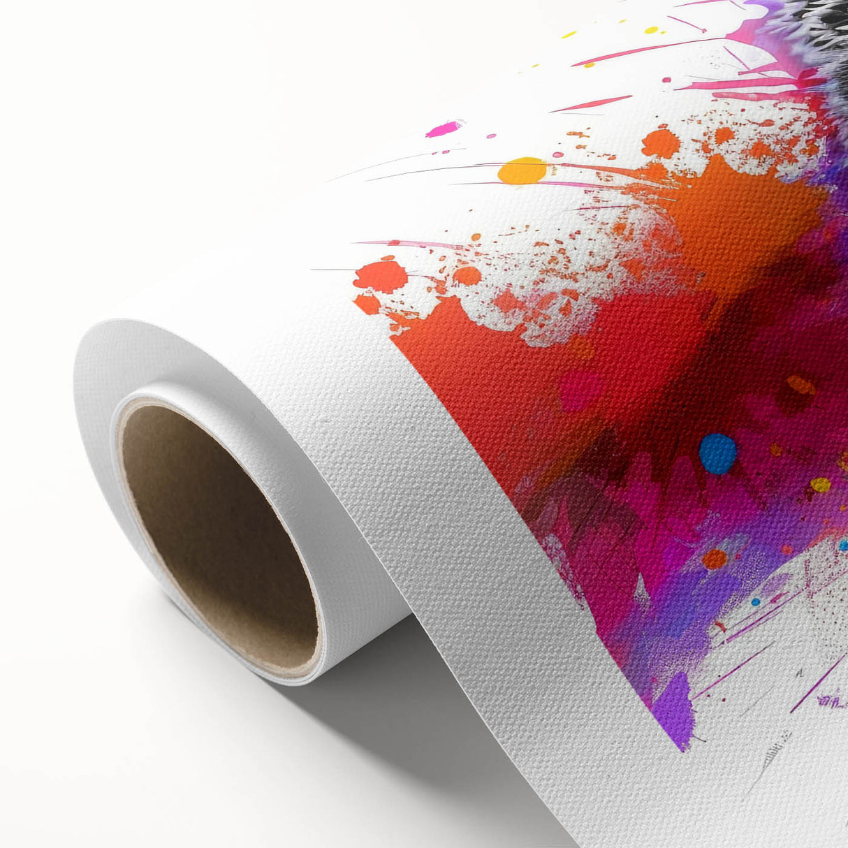 Hedgehog-themed rolled canvas wall art featuring a whimsical design with vibrant colors, ideal for animal lovers, packaged securely in a cardboard tube.