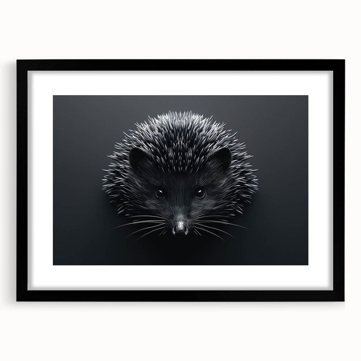 Hedgehog-themed wall art collection featuring a black frame and mat, showcasing a whimsical wildlife design perfect for animal lovers and modern decor.