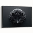 Framed canvas wall art displaying a side view of a hedgehog design from a wildlife collection, featuring earthy tones and intricate details, ideal for nature enthusiasts.