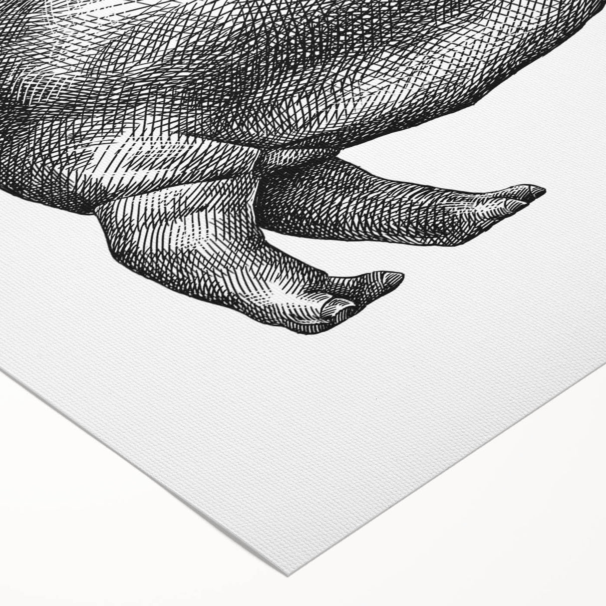 Hippopotamus wall art printed on rolled canvas, showcasing vibrant colors and intricate details, perfect for enhancing home decor with a wild animal theme.