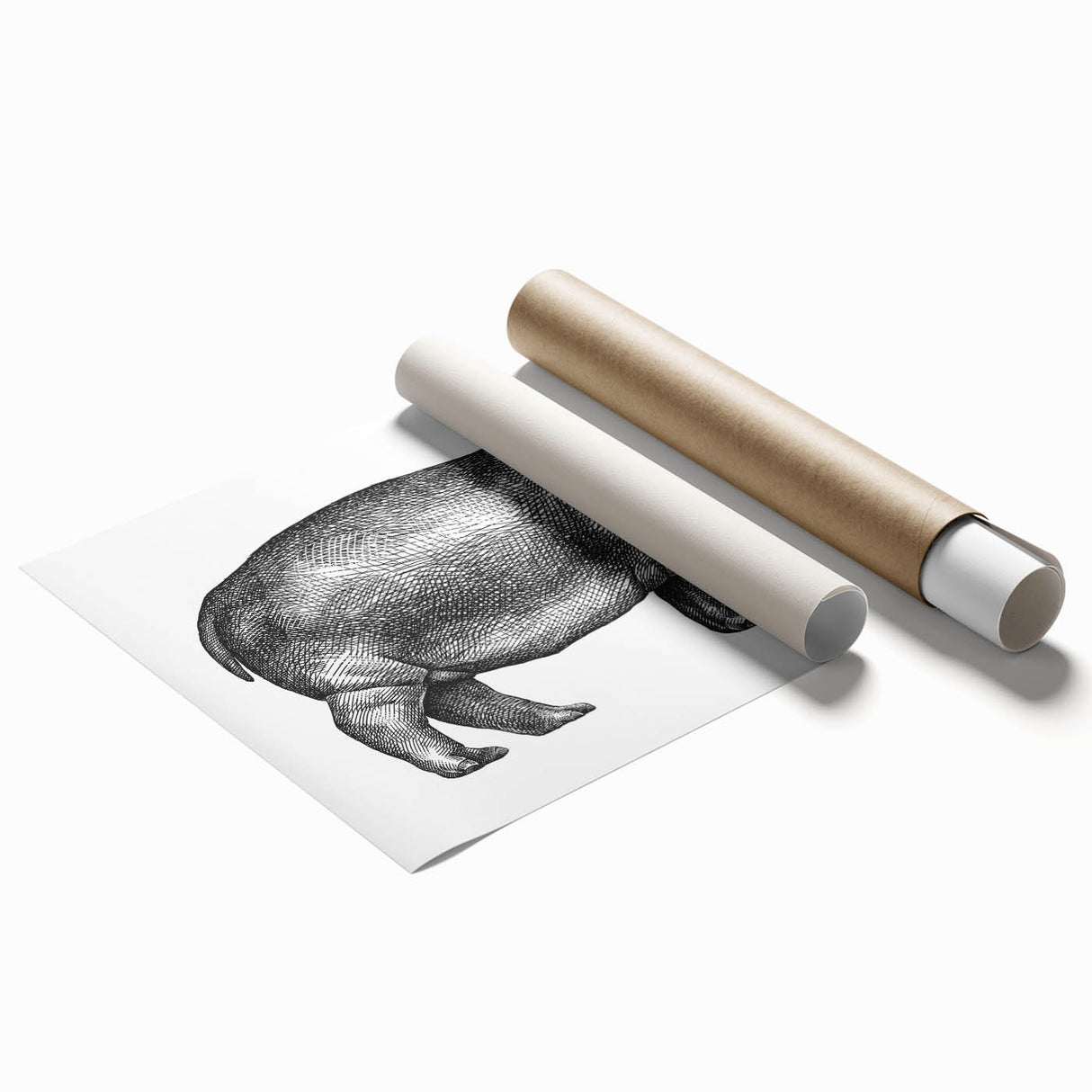 Hippopotamus wall art design showcasing vibrant colors and intricate details, ideal for animal lovers and home decor enthusiasts, presented as a rolled print.