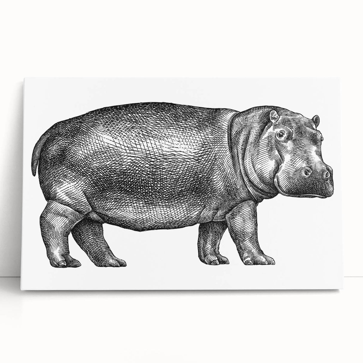 Vibrant canvas wall art depicting a playful hippopotamus in a lush, colorful jungle setting, perfect for animal lovers and home decor enthusiasts.