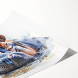 Vibrant wall art design featuring a detailed illustration of a hippopotamus in a wild African setting, perfect for adding a touch of nature to any decor.