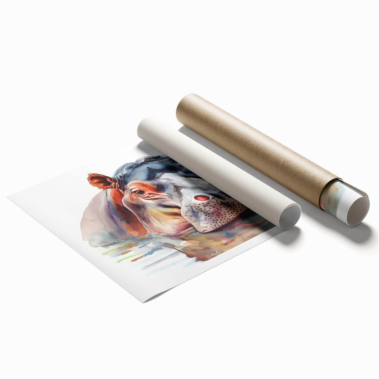Vibrant wall art print featuring a playful hippopotamus design in a colorful, abstract style, perfect for animal lovers looking to enhance their decor with unique wildlife art.