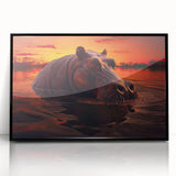 Framed wall art featuring a black acrylic design of a hippopotamus, showcasing intricate details and vibrant colors, perfect for wildlife enthusiasts and modern decor.