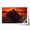 Vibrant wall art print showcasing a colorful hippopotamus design, perfect for animal lovers and African-themed decor. Ideal for enhancing living spaces.