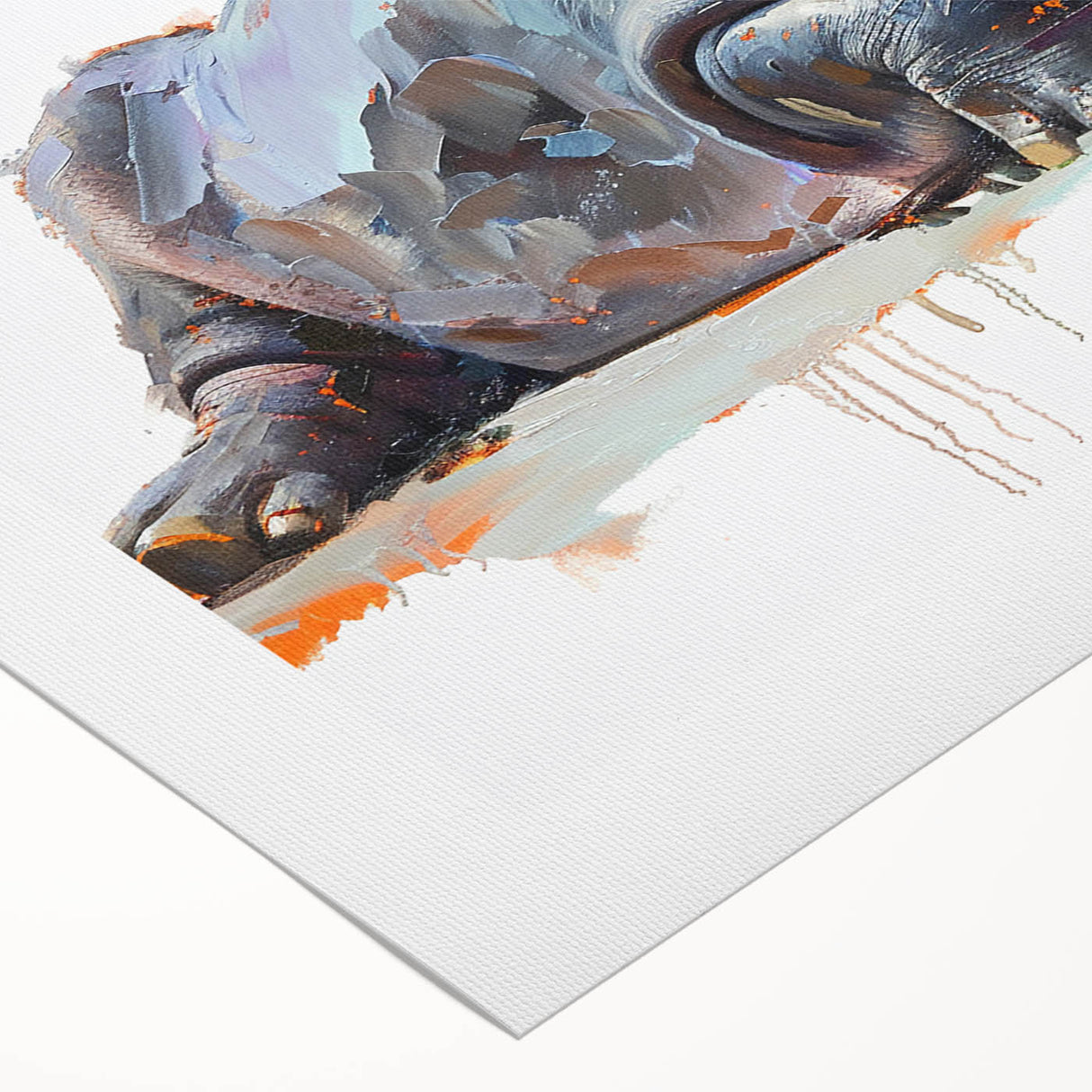Hippopotamus wall art design in vibrant colors, showcasing a playful hippo in a natural habitat, printed on rolled canvas for home decor. Perfect for animal lovers seeking unique wildlife art.