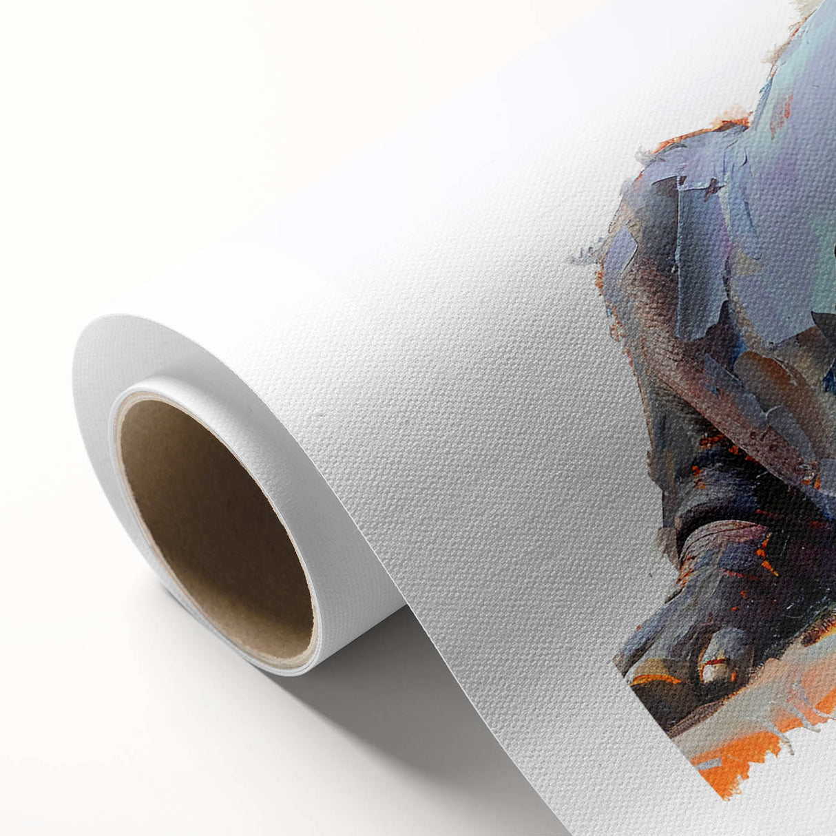 Vibrant rolled canvas showcasing a colorful hippopotamus design, part of a wildlife wall art collection, ideal for adding a playful touch to any room's decor.