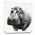 Acrylic glass wall art showcasing a side view of a hippopotamus, featuring vibrant colors and intricate details, perfect for animal lovers and home decor enthusiasts.