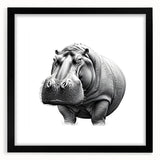 Hippopotamus-themed wall art collection framed in black, showcasing vibrant colors and intricate details, perfect for animal lovers and home decor enthusiasts.