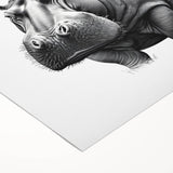 Vibrant rolled canvas wall art depicting a majestic hippopotamus in a natural setting, showcasing rich colors and intricate details, perfect for wildlife enthusiasts.