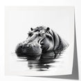 Hippopotamus wall art design featuring vibrant colors and intricate details, perfect for animal-themed decor, displayed in a modern setting for enhanced aesthetic appeal.