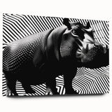 Side view of a colorful acrylic glass wall art collection featuring a playful hippopotamus design, ideal for animal lovers' home decor, showcasing vibrant colors and intricate details.