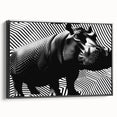 Framed canvas wall art featuring a side view of a hippopotamus in a natural setting, showcasing vibrant colors and intricate details, perfect for wildlife enthusiasts.