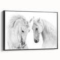 Framed wall art featuring a striking side view of a wild horse design on canvas, highlighted by a black frame, perfect for animal lovers and home decor enthusiasts.