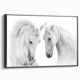 Framed wall art featuring a striking side view of a wild horse design on canvas, highlighted by a black frame, perfect for animal lovers and home decor enthusiasts.