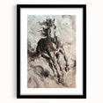 Framed wall art featuring a striking horse design from the 'Animals A Wild Life' collection, showcasing intricate details and a sleek black mat, perfect for equestrian-themed decor.