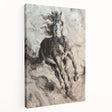 Side view of a stretched canvas wall art piece showcasing a detailed horse design, set against a neutral background, perfect for animal lovers and home decor enthusiasts.