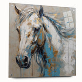 Acrylic wall art design showcasing a side view of a majestic horse, featuring intricate details and vibrant colors, perfect for animal lovers and home decor enthusiasts.