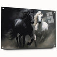 Side view of a stunning acrylic wall art piece showcasing a horse design from the 'Animals A Wild Life' collection, elegantly displayed with decorative pins. The vibrant colors and intricate details capture the beauty of equine artistry, making it a perfect addition to any nature-themed decor.