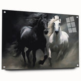 Side view of a stunning acrylic wall art piece showcasing a horse design from the 'Animals A Wild Life' collection, elegantly displayed with decorative pins. The vibrant colors and intricate details capture the beauty of equine artistry, making it a perfect addition to any nature-themed decor.