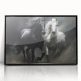 Framed wall art featuring a striking black horse design, presented in acrylic, showcasing intricate details and bold colors, perfect for modern decor.