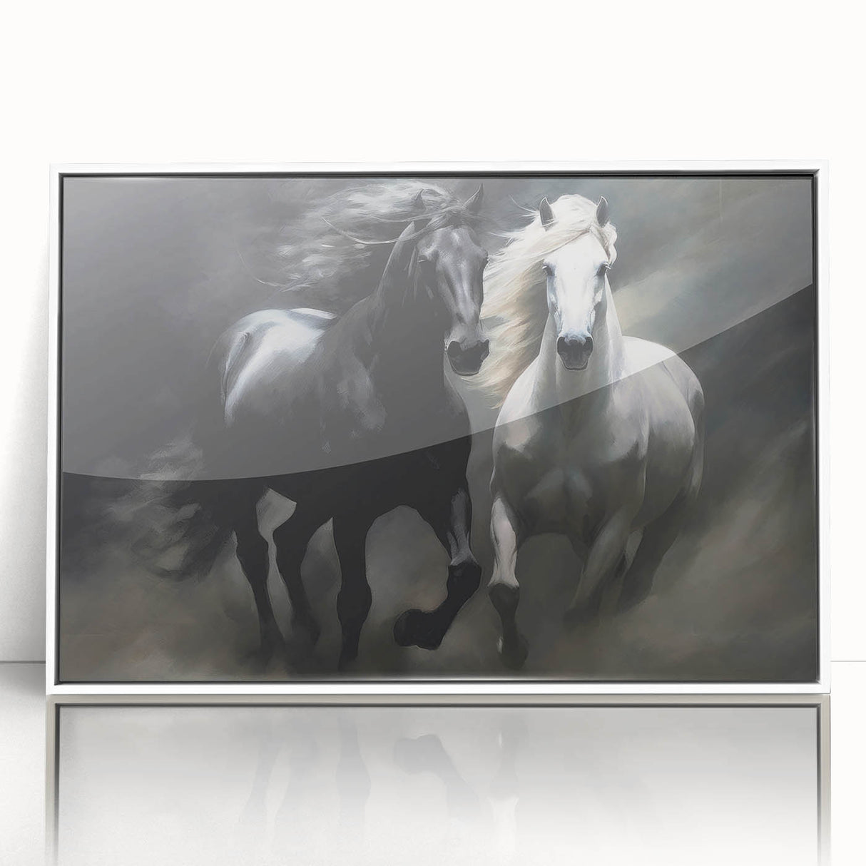 Framed acrylic wall art featuring a majestic horse design from the Animals A Wild Life collection, set against a white background, enhancing any room's decor.