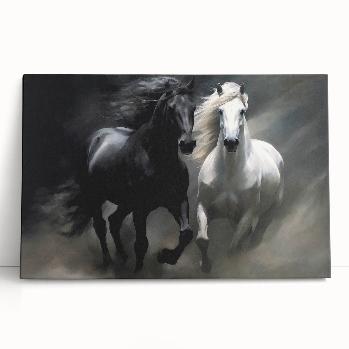 Stretched canvas wall art featuring a striking horse design from the Wild Life collection, showcasing intricate details and vibrant colors, ideal for equestrian decor.