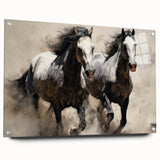 Acrylic glass wall art depicting a side view of a majestic horse, showcasing intricate details and vibrant colors, ideal for nature and animal-themed decor.