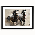 Black-framed wall art featuring a stunning horse design from the 'Animals A Wild Life' collection, complete with a white mat, perfect for enhancing modern decor.
