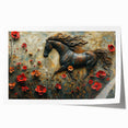 Wildlife-themed wall art featuring a majestic horse in a vibrant landscape, printed on quality canvas for home decor, designed to inspire nature lovers.