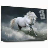 Side view of a stunning acrylic wall art piece featuring a striking horse design, showcasing vibrant colors and intricate details, perfect for wildlife enthusiasts.