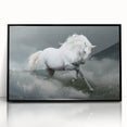 Framed wall art featuring a black horse design in a modern style, showcasing intricate details and vibrant colors, perfect for animal lovers and home decor enthusiasts.
