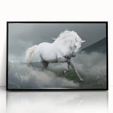 Framed wall art featuring a black horse design in a modern style, showcasing intricate details and vibrant colors, perfect for animal lovers and home decor enthusiasts.