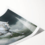 Stunning wall art print featuring a majestic wild horse design in vibrant colors, perfect for adding a touch of nature-inspired decor to any room.
