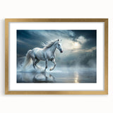 Gold-framed wall art showcasing a stunning horse design from the "Animals: A Wild Life" collection, highlighting intricate details and vibrant colors, perfect for animal lovers.