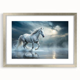 Framed wall art collection showcasing a silver-bordered horse design with a mat, perfect for adding a touch of elegance to home decor. Ideal for animal lovers and art enthusiasts.