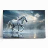 Stretched canvas wall art featuring a vibrant horse design, showcasing dynamic colors and textures, perfect for animal lovers and modern home decor.